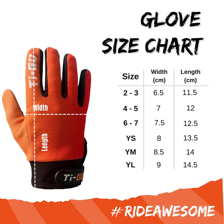 Ti-GO Kids Long Finger Tech Cycling Gloves 3.0