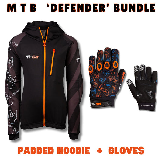 MTB Padded Glove And Hoodie 'Defender' Bundle