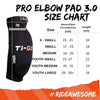 Youth mtb knee and elbow pads size chart