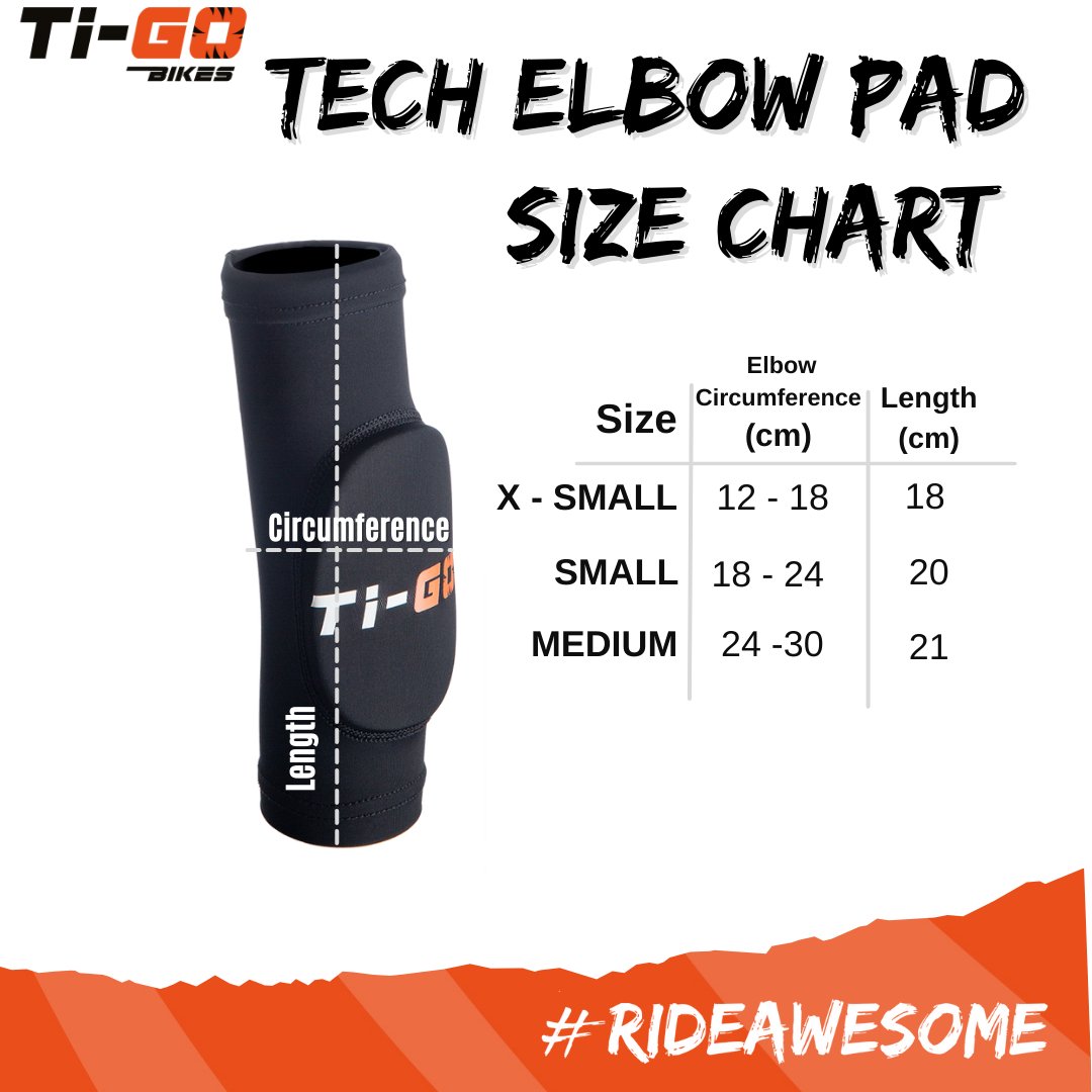 Kids Knee and elbow pads size chart