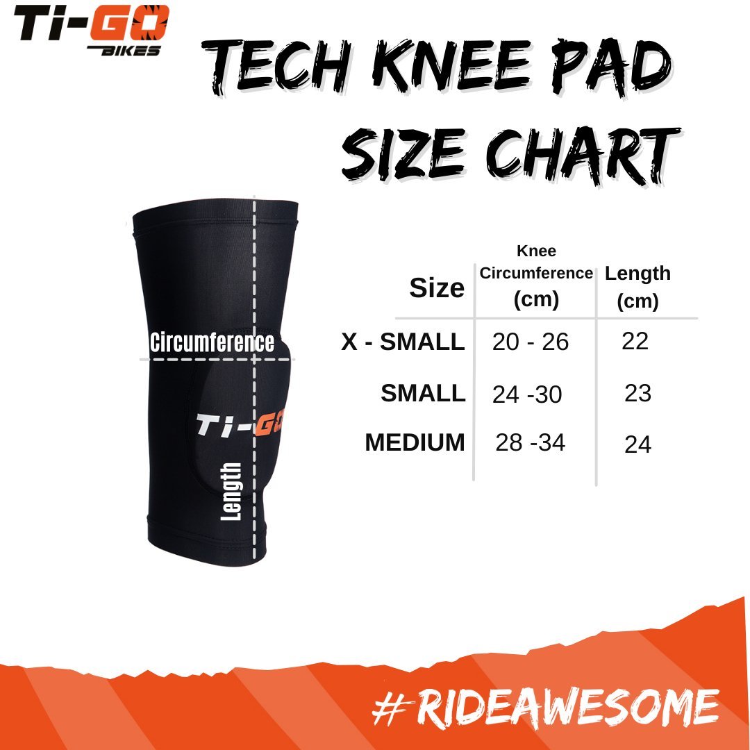 Kids elbow and knee pads size chart