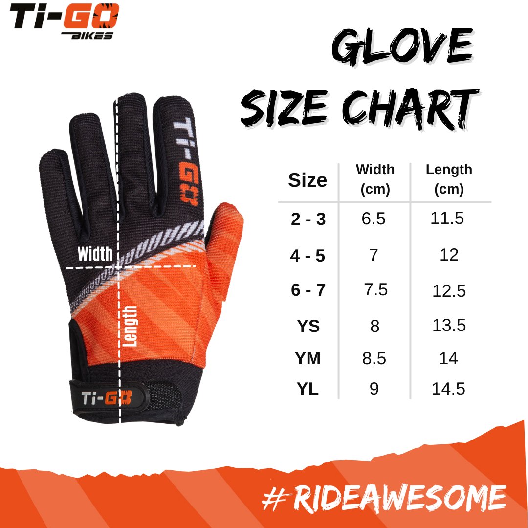 Ti-GO Kids Long Finger Tech Cycling Gloves 2.0