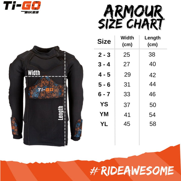 Ti-GO 'RIDE-SHIELD' Padded Zip-Up Body Armour Long Sleeve Jersey